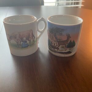 VINTAGE Scenic Animal Print Ceramic Mugs